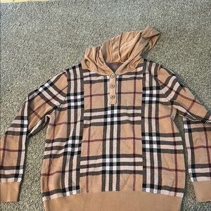 Stylish Plaid Hooded Sweater